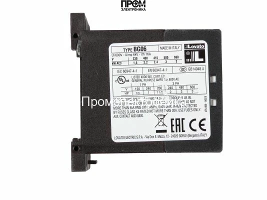 Миниконтактор Lovato 11BG0610A230