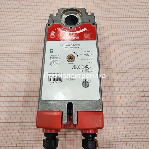 Honeywell S1024-2POS-SW2 привод с возвратной пружиной, S=2 кв.м, 2-pt, 24Vac, 6VA, 10Нм, 2 конц. выкл