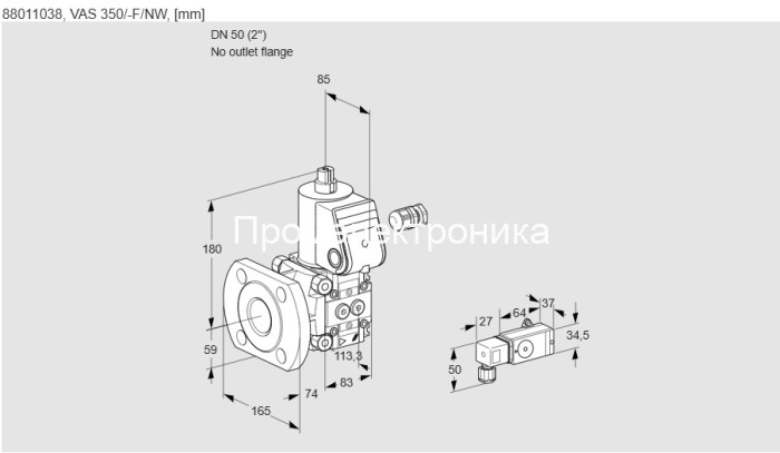 Газовый клапан Газовый клапан Kromschroder VAS350/-F/NW 88011038